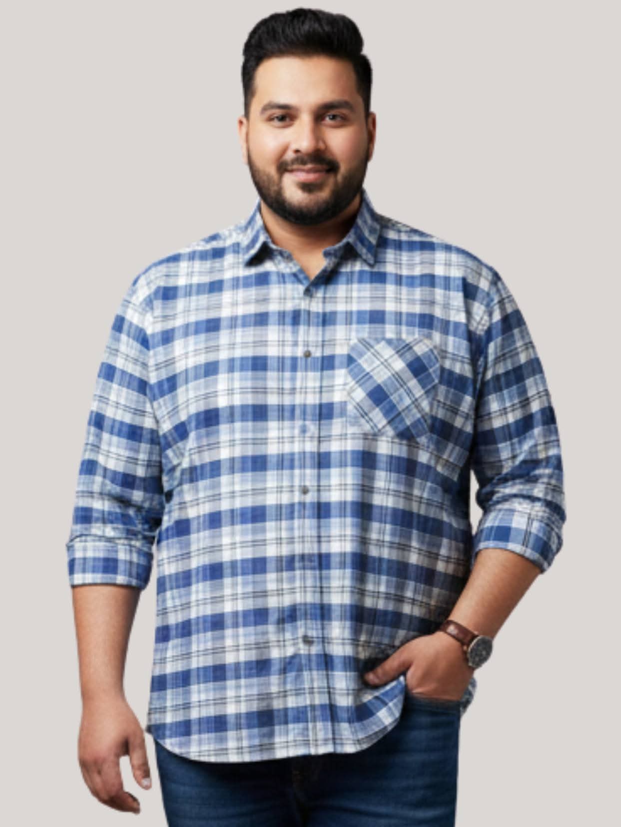 Blue/white Check Casual Shirt