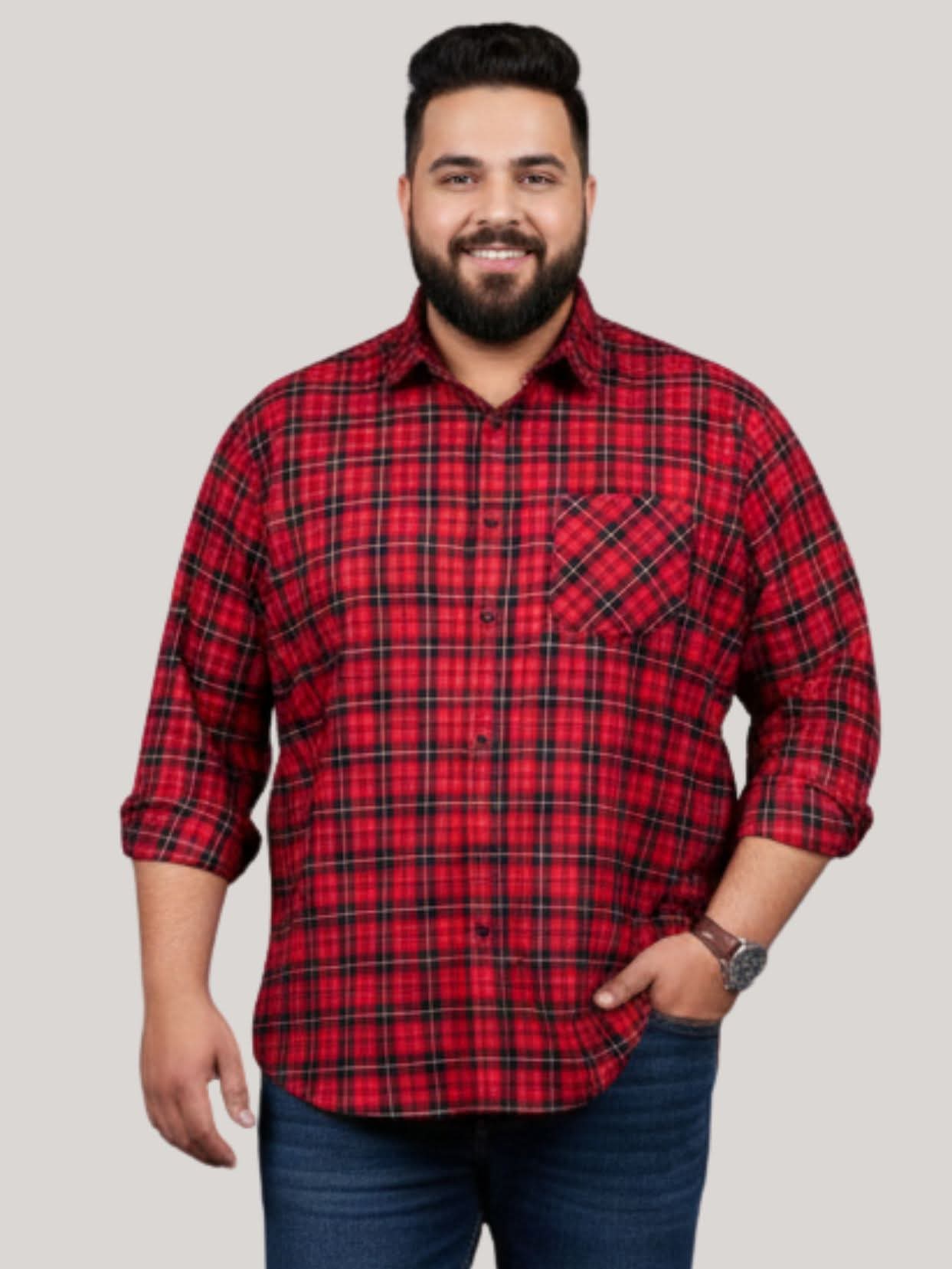 Red/Black Check Casual Shirt