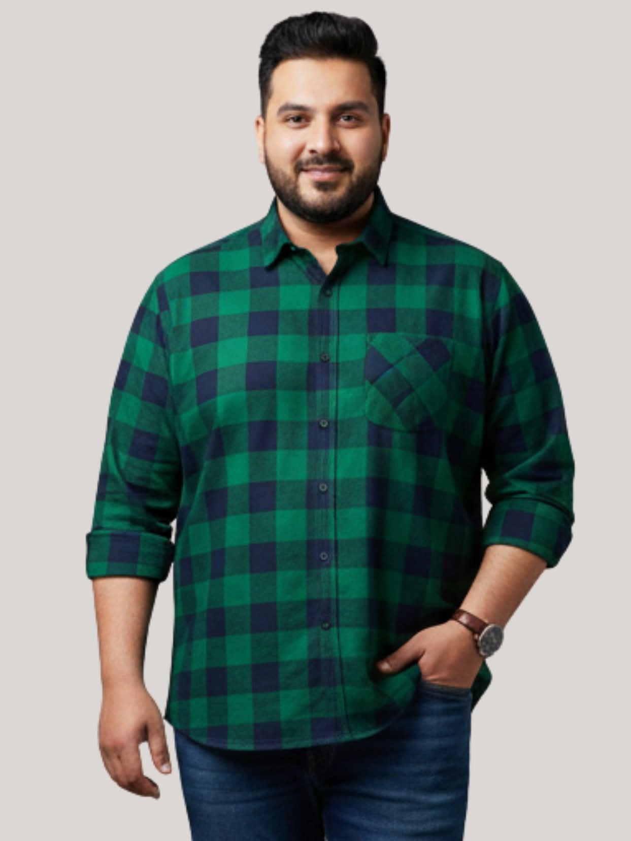 Blue/Green Checkbox Casual Shirt