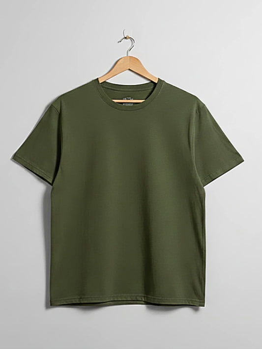 Olive Green Crew Neck T Shirt